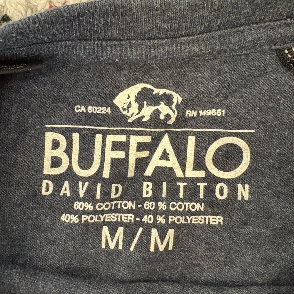 Buffalo David Bitton Men’s Heather Dark Blue Logo Tee - Picture 3 of 6